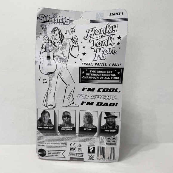 W Superstars Honky Tonk Man Elvis Action Figure with Entrance Jumpsuit by Mattel - Picture 5 of 5